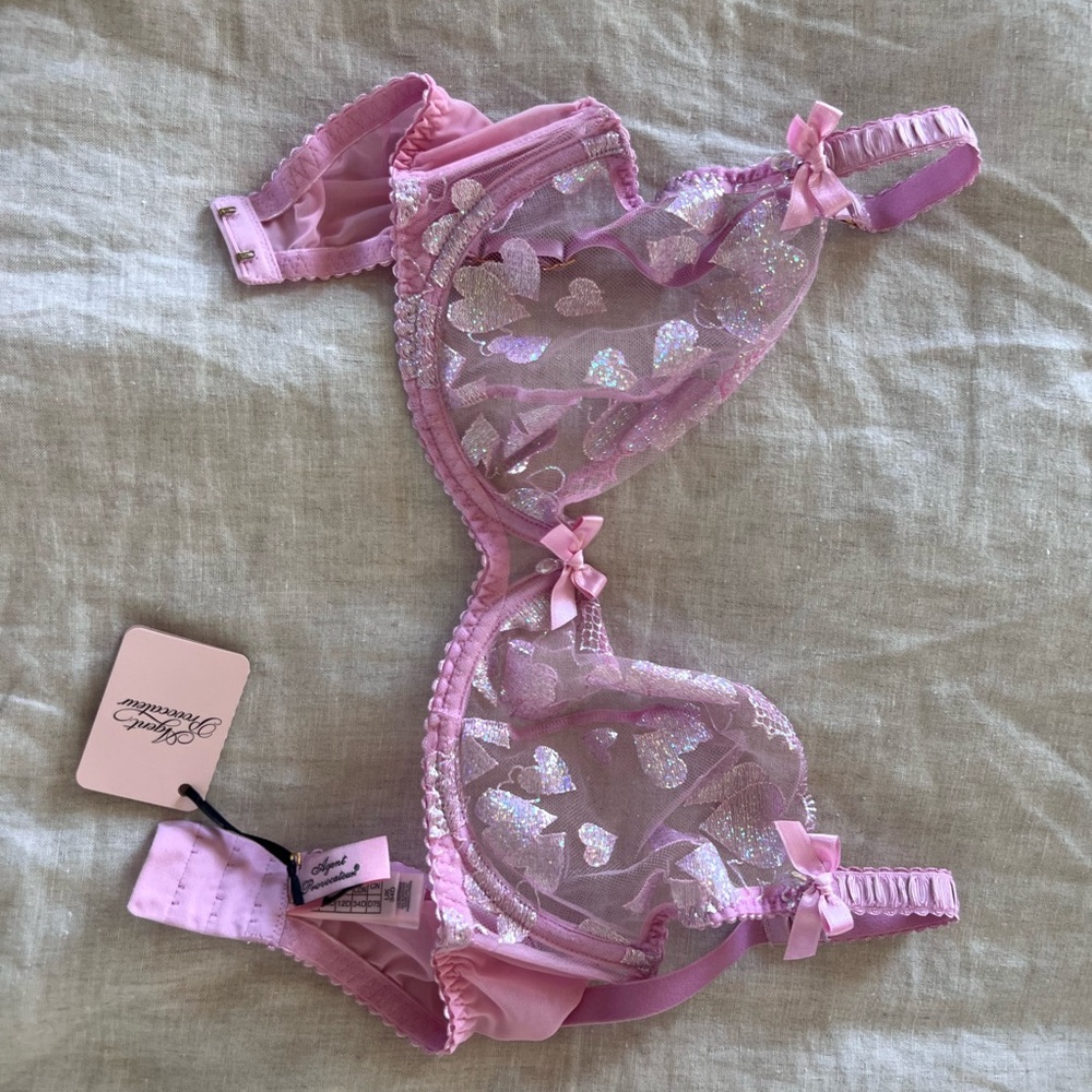 Agent Provocateur Pink Milena Plunge Lace Sheer Underwire Bra- NWT - Picture 9 of 11